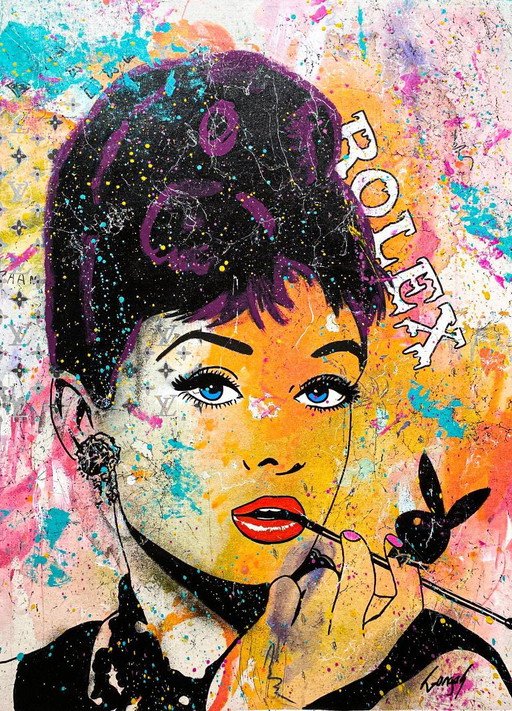 GONGAS - Audrey Hepburn - Künstler-Leinwand – schilderijen tekeningen, Canvas