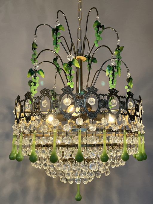 Italian Green Grapes Chandelier Pendant Lamp Vintage