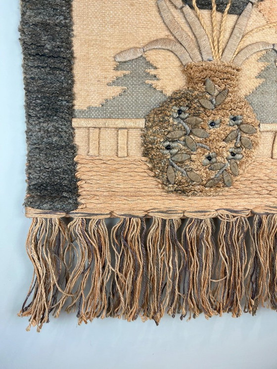 Vintage wandtapijt bohemien bloemencompositie – Wanddecoratie, Textile, Wool (photo 10 of 11)
