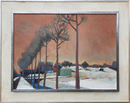 Olieverfschilderij Winters Landschap Beemster Door Nico Van Diepen
