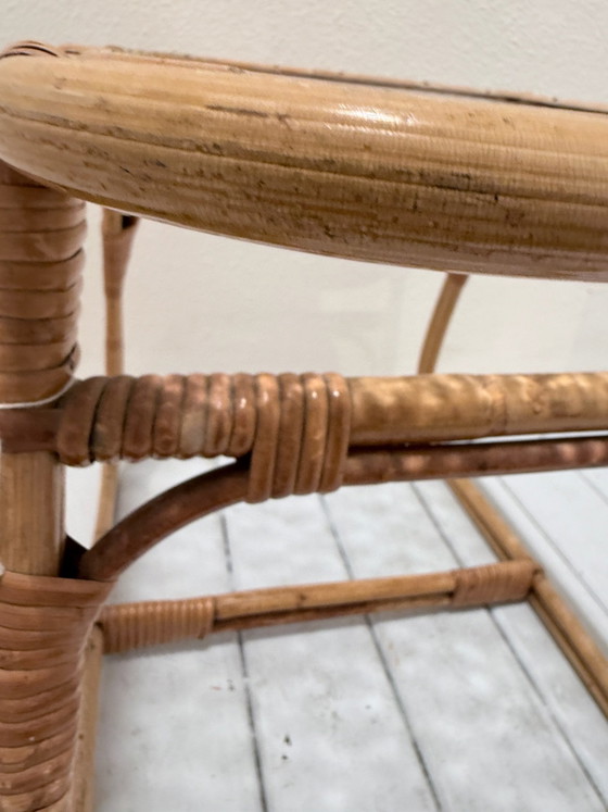 Tavolino vintage Rohe Noordwolde con vetro strutturato – Rohé Noordwolde, Tavolini da caffè, Rattan (photo 2 of 9)