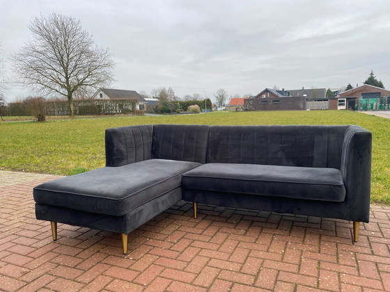 Image 1 of Ecksofa aus blauem Stoff – Robuste und langlebige Konstruktion – Kostenlose Lieferung