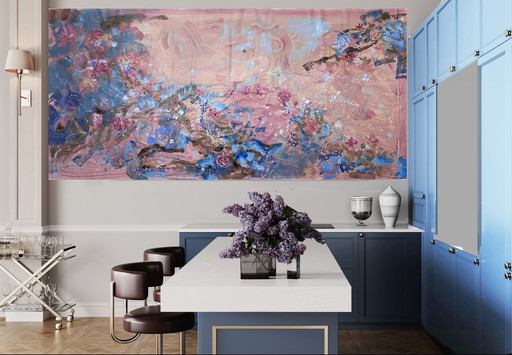 Abstract Flowers Painting on Canvas