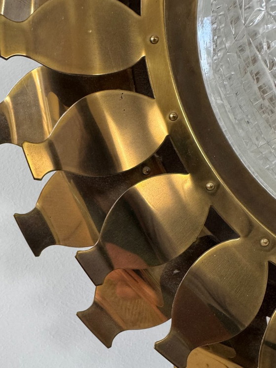 Image 1 of Applique da parete vintage in ottone e vetro stampato pressato, Svezia, 1960