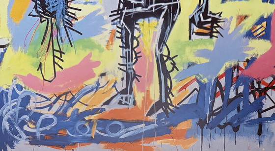 Image 1 of Jean Michel-Basquiat: "Fishing."  Authorized Color Offset Lithograph.