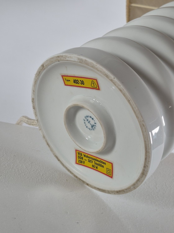 Lampada vintage in porcellana di metà secolo VEB GDR – Lampade da terra, Porcelain, Textile (photo 10 of 15)
