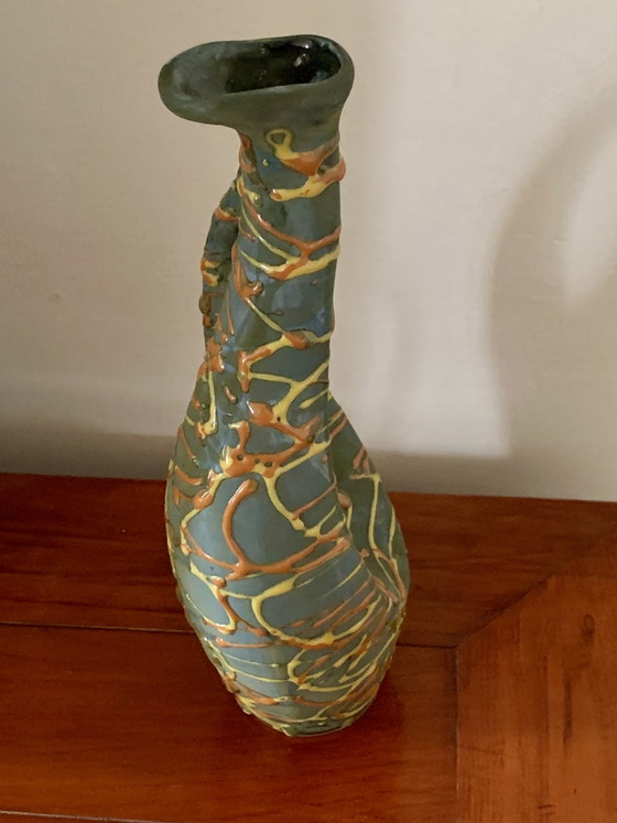 Sculptural Italian Ceramic Pitcher Vase — For Antoniazzi, C. 1950 (Impeccable Condition) (photo 3 of 15)