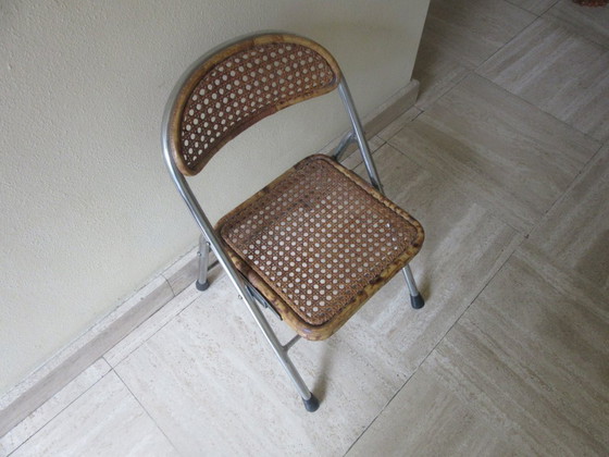 Image 1 of Child's chair chrome bamboo/rattan vintage modernist 70's