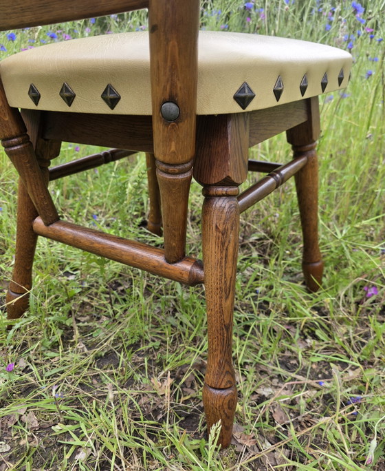 Image 1 of Set of 2 solid oak chairs with decorative nails
