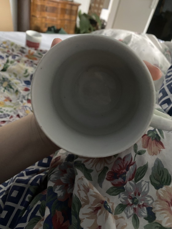 Image 1 of Antique collector's cup, Art Nouveau/Historicism, relief flowers - mother-of-pearl
