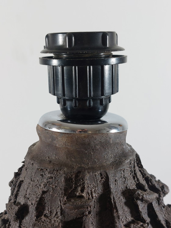 Image 1 of Vintage mid-century black brutalist ceramic lamp