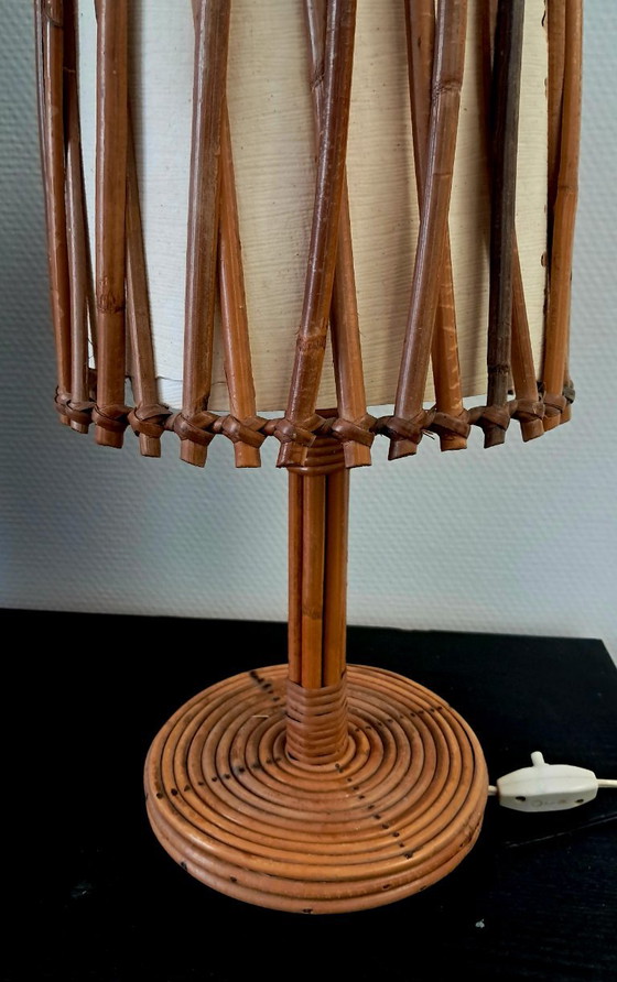 French Rattan Table Lamp. Attributed To Louis Sognot (photo 3 of 7)
