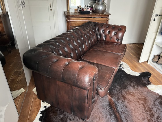 Image 1 of Bruin leren bank.