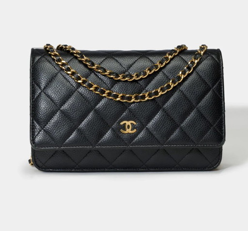 Portafoglio Sac CHANEL con catena en Cuir Noir - 101614%%