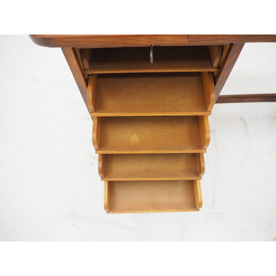 Image 1 of Vintage wooden desk with free wheels, Czechoslovakia 1960