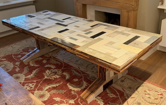 Piet Hein Eek – Mesa de Comedor Original de Madera Reciclada con Patas en T (Alto Brillo) – 260 cm – Como (photo 9 of 21)