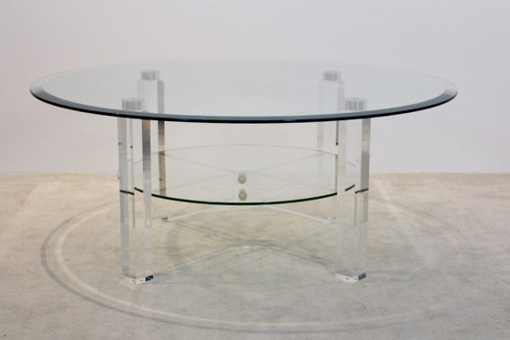 Lucite, Messing en Glazen Salontafel, Koffietafelboeken, Hollywood Regency (foto 4 van 7)