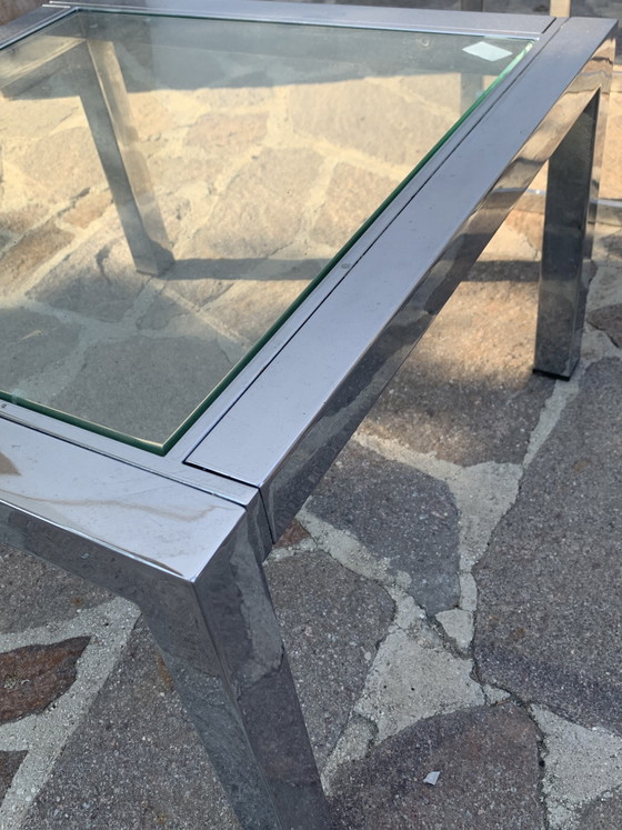 Pair of 1970s Polished Chrome and Glass Coffee Tables - Minimalist Design – Metal (photo 9 of 13)
