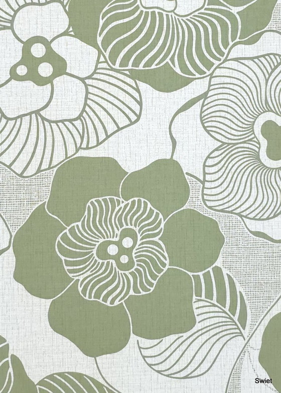 14293 Vintage Floral Wallpaper Olive Green White Retro – Wall decoration (photo 4 of 7)