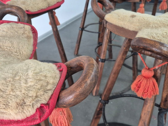 Image 1 of Vintage Brutalist Marbella Stools attributed to Sergio Rodrigues, 1970s, Set of 6