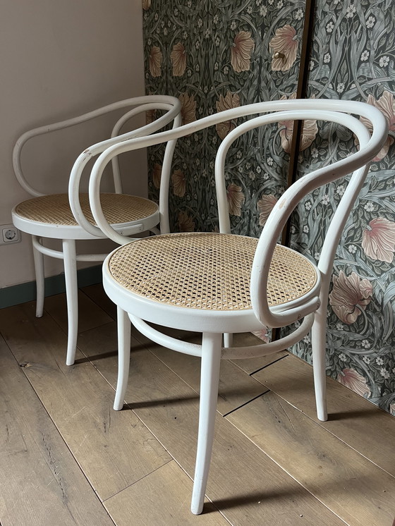 Image 1 of 2 Vintage Thonet stoelen – Model No. 102 / Vienna – Wit