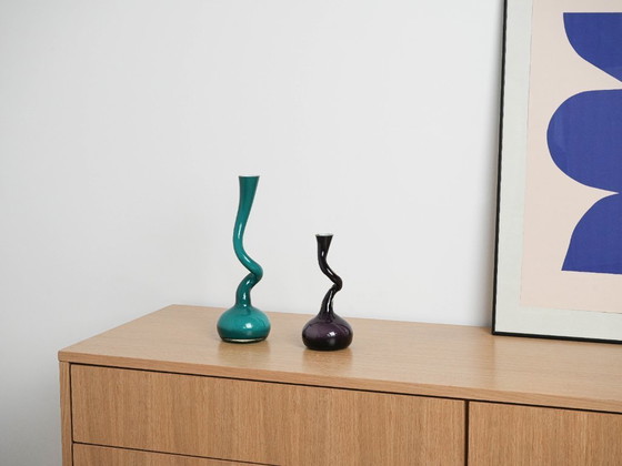 Image 1 of Turquoise vase, Swing Vase, Danish design, manufactured by Normann Copenhagen, designed by Britta Bonnesen