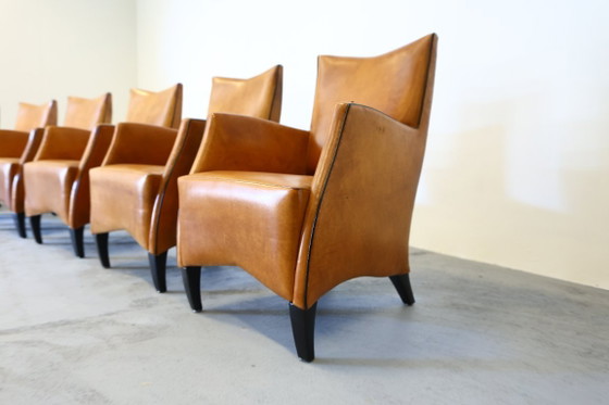 Image 1 of 8x Model Bergere Bart van Bekhoven for Artistiek Breda sheepskin dining chairs