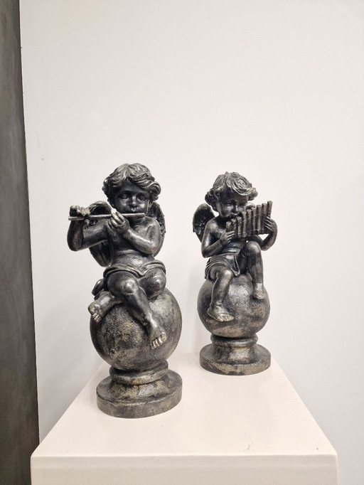 2 statuette di angeli cerubini