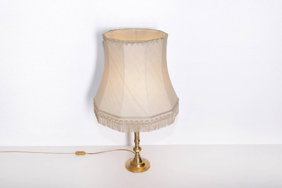 Image 1 of Lampada da tavolo in ottone massiccio con frange 72cm vintage anni '80