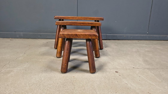 Image 1 of Vintage brutalistische bijzettafels uit de jaren 60.