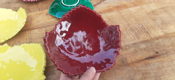 Vallauris Cerenne Tray. Leaf-shaped, 5 pieces, Bowls, Ceramic, Green (photo 6 of 15)
