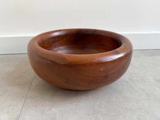 1 grand bol/bol à fruits vintage en teck massif – schalen, Wood