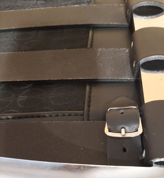 Image 1 of Knoll Set Barcelona New-Never Used Black Leather Design by Ludwig Mies Van Der Rohe and Lilly Reich 1929