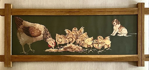 Stampa antica incorniciata di Orens Denizard – Decorazione murale in stile rustico francese, cornice in rovere, circa 1905-1913