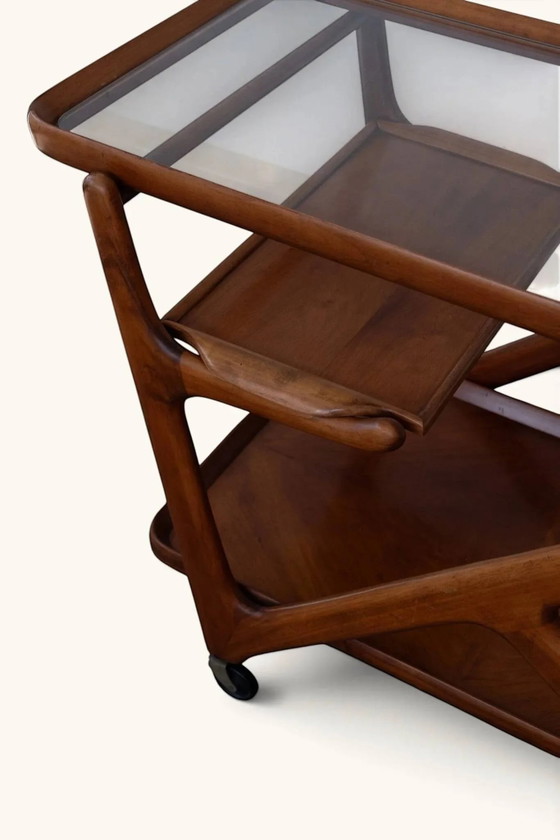 Desserte de Cesare Lacca pour Cassina, années 1950. – Bois, Verre, Vintage (photo 7 of 15)