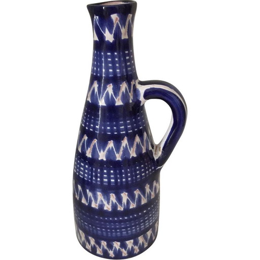Vintage-Vase aus blau glasiertem Steingut von Robert Picault