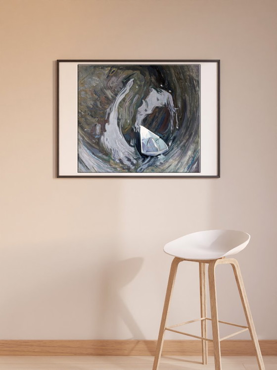 Peinture à l'Huile Originale Art Contemporain Symbolisme Minimalisme Tourbillon – Peintures et dessins, Canvas (photo 2 of 7)