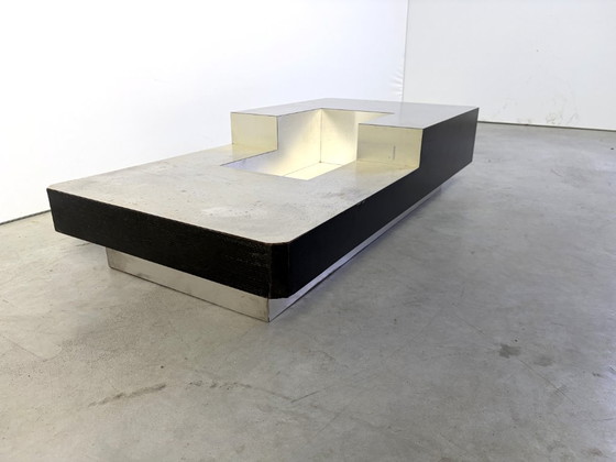 Vintage coffee table by Willy Rizzo, 1970s – Wood, Aluminium (photo 7 of 11)