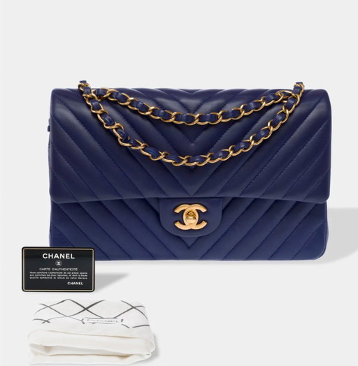 Borsa CHANEL Timeless/Classique in Cuir Bleu - 103359