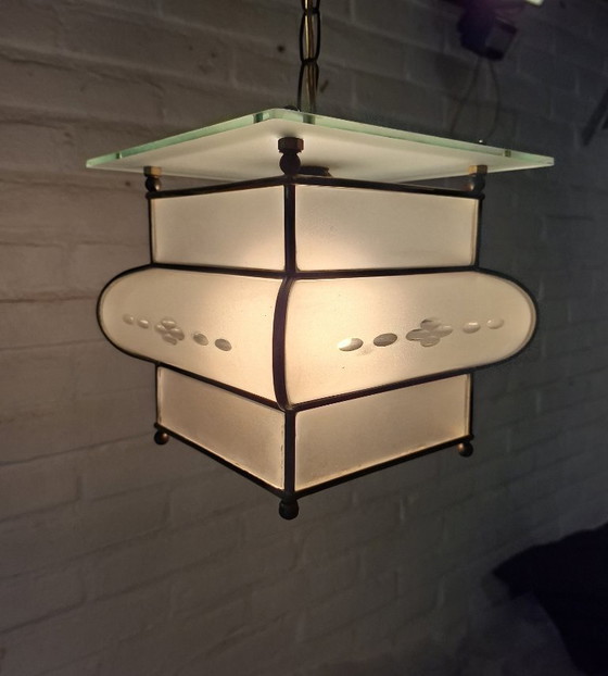 Hanging Ceiling light - Copper - Art Deco Amsterdam School., Amsterdamse school, Transparent (photo 3 of 15)