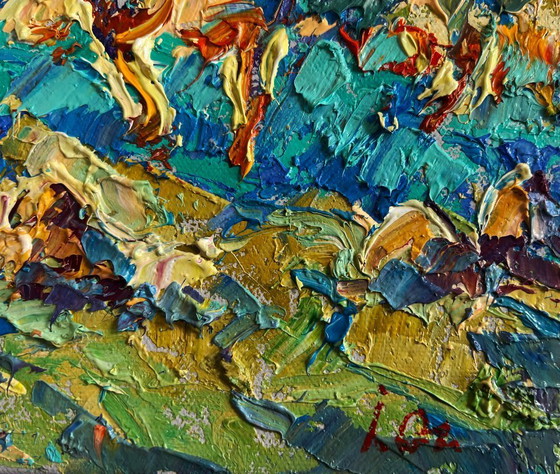 Image 1 of Original Oil Painting Evening Forest Landscape Light evening breeze