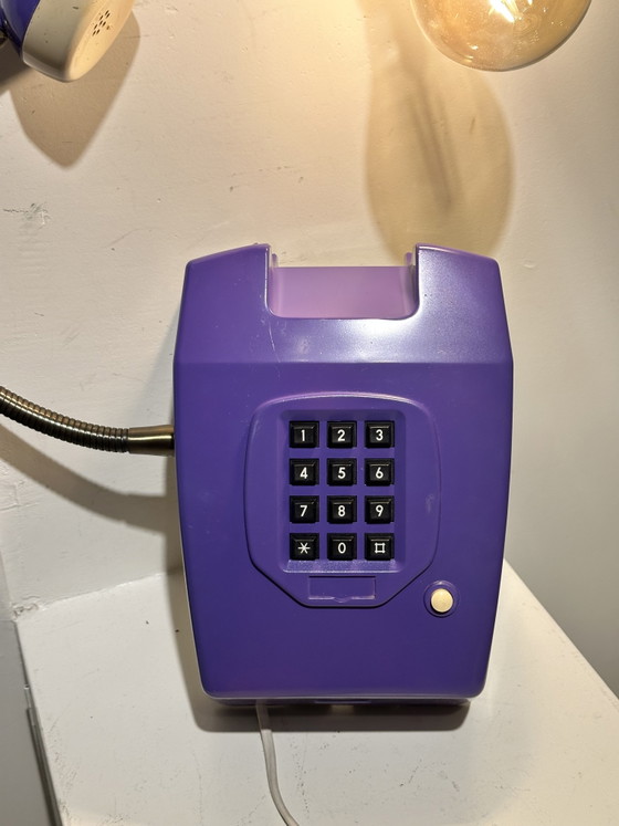 Image 1 of Vintage purple hang-up telephone