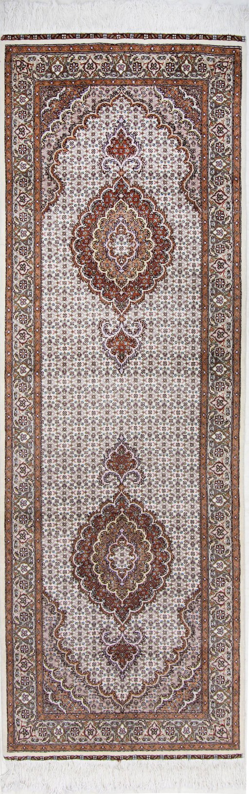 Original hand-knotted Persian carpet Tabriz 40 Raj Fine 247 X 80 Cm Top condition with silk