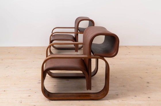Pair of J. Bočan Brutalist Lounge Chairs for the Czechoslovak Embassy, Stockholm – Armchairs, Wood (photo 6 of 23)