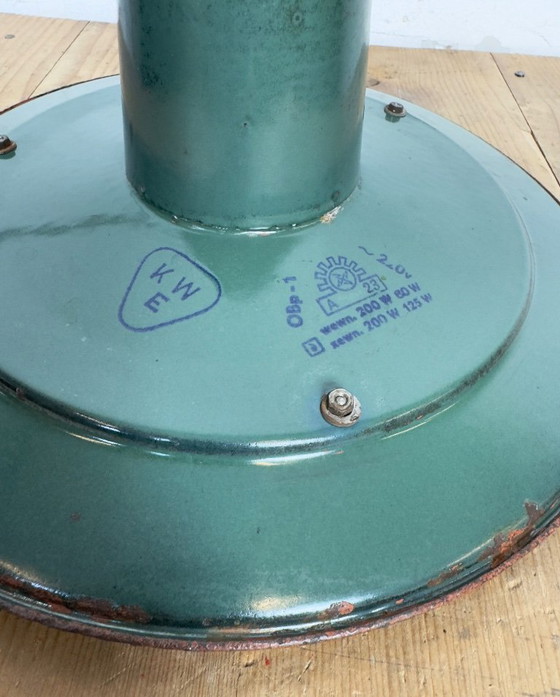 Image 1 of Industriële groene emaille kooi hanglamp, jaren 60