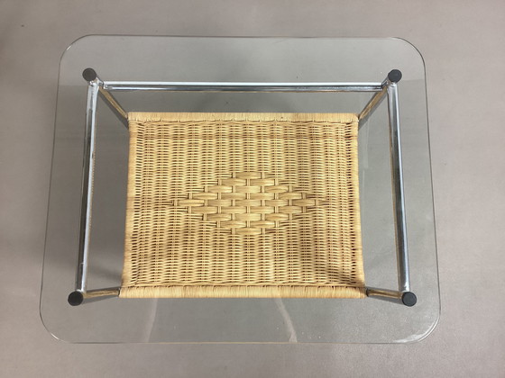 Image 1 of Set of eighties vintage side tables tables chrome rattan