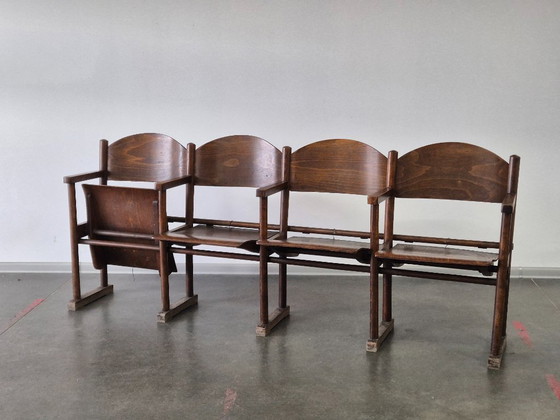 Image 1 of Banc de cinéma vintage en bois 1950