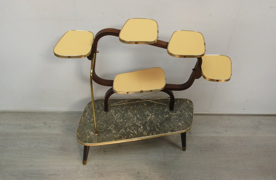 Image 1 of 50s 60s large flower stand flower etagere 6 levels, with bentwood frame and formica, Rockabilly Mid - Century era