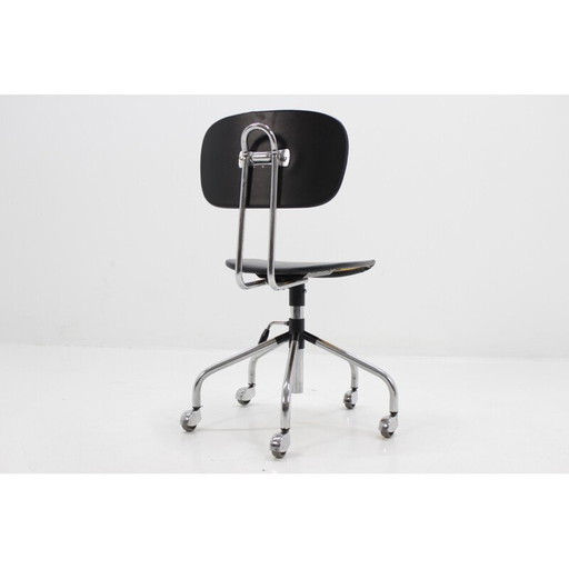 Vintage chromed wheel office chair - 1970s