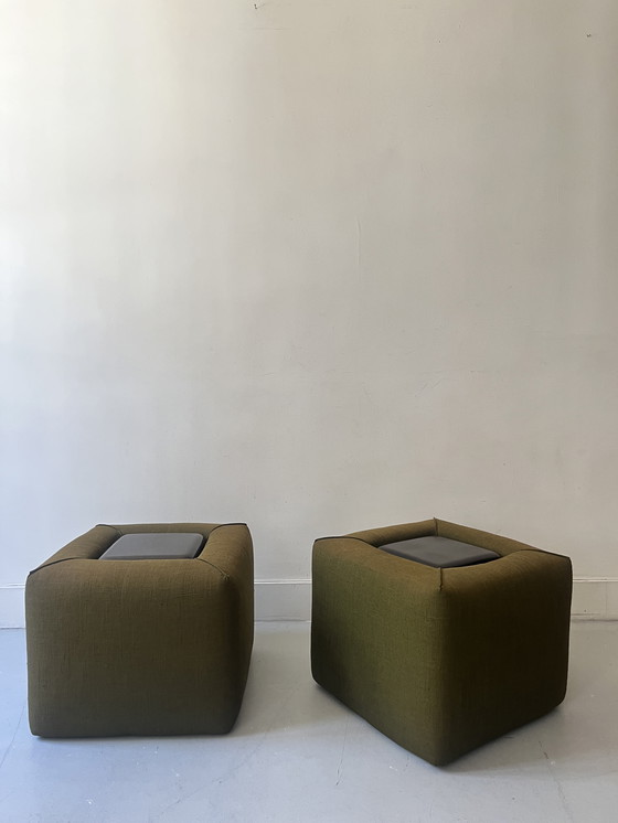 Image 1 of Pair of Cinna Hairstands in Foam and Smoked Plexiglas, Ligne Roset France 1970
